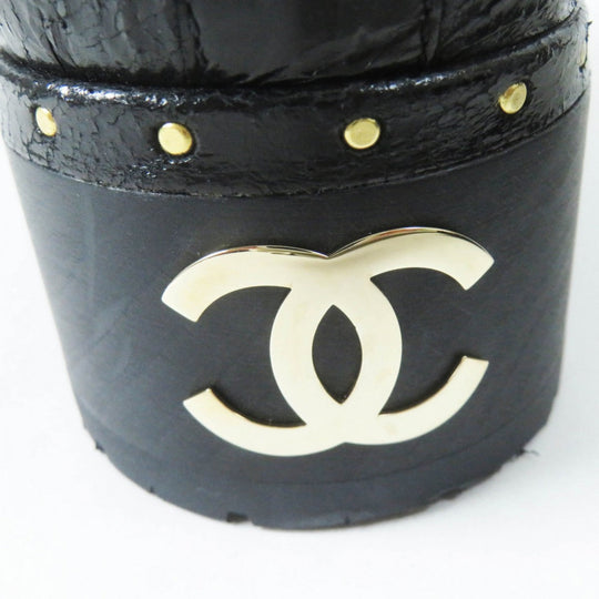 CHANEL boots 20B G35157 Main: Leather, Part: Mouton Black beige Women 37 Used Authentic