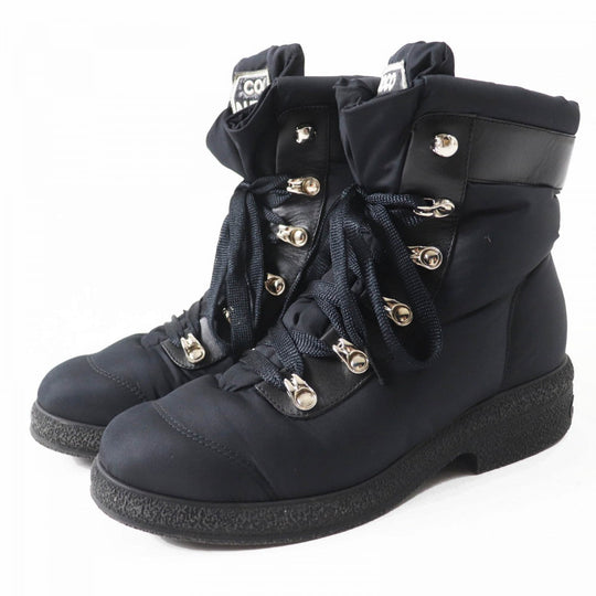 CHANEL boots G34082 Nylon , Part: Leather black COCONEIGE COCONEIGE Women 36 C Used Authentic