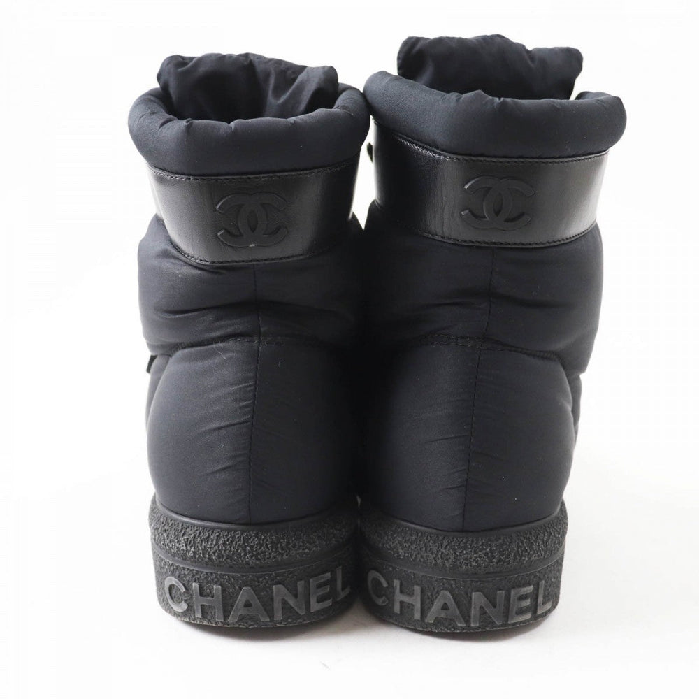 CHANEL boots G34082 Nylon , Part: Leather black COCONEIGE COCONEIGE Women 36 C Used Authentic