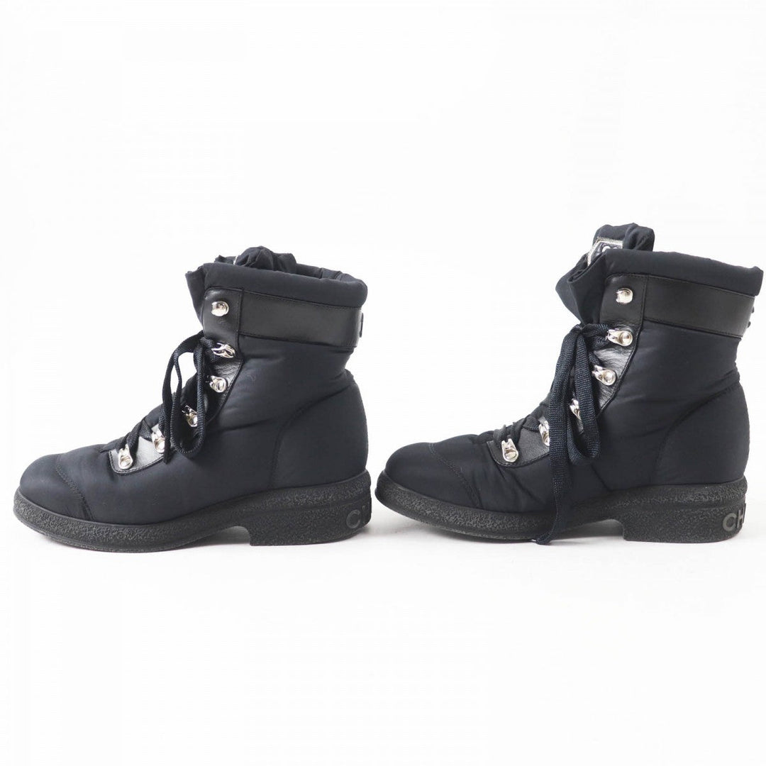 CHANEL boots G34082 Nylon , Part: Leather black COCONEIGE COCONEIGE Women 36 C Used Authentic