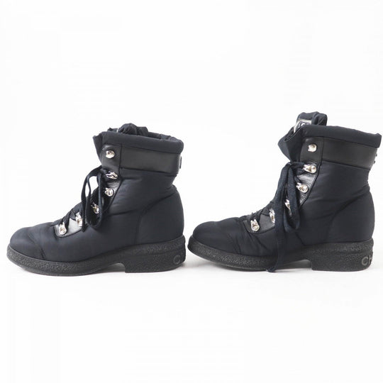 CHANEL boots G34082 Nylon , Part: Leather black COCONEIGE COCONEIGE Women 36 C Used Authentic