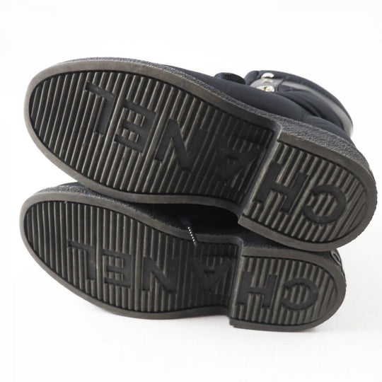 CHANEL boots G34082 Nylon , Part: Leather black COCONEIGE COCONEIGE Women 36 C Used Authentic