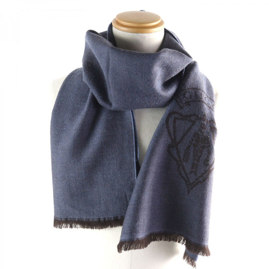 GUCCI Scarf 344993 Main: 100% wool Blue type Herringbone Pattern mens Used Authentic