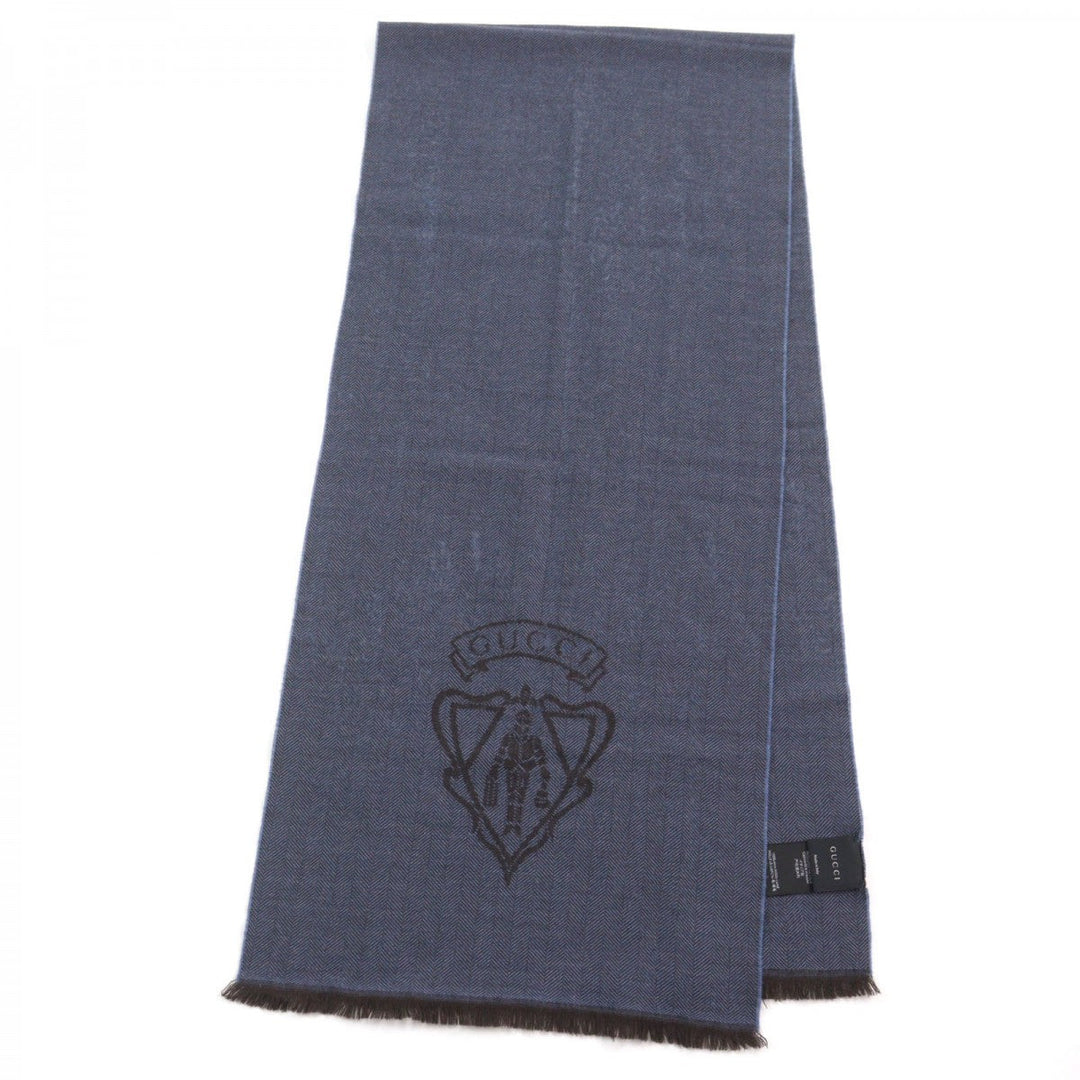 GUCCI Scarf 344993 Main: 100% wool Blue type Herringbone Pattern mens Used Authentic