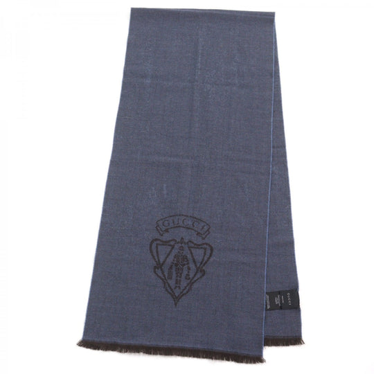 GUCCI Scarf 344993 Main: 100% wool Blue type Herringbone Pattern mens Used Authentic