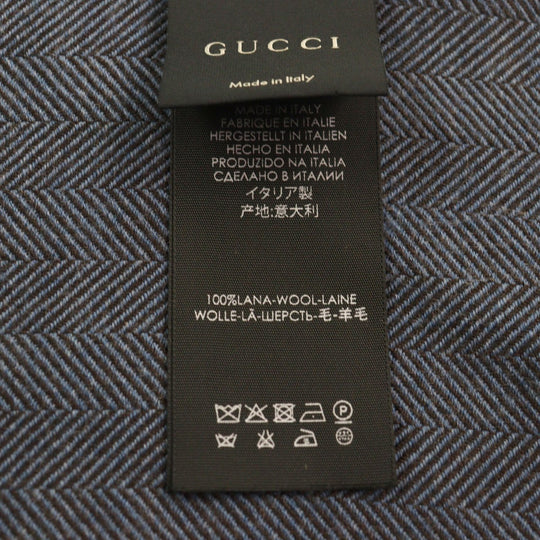 GUCCI Scarf 344993 Main: 100% wool Blue type Herringbone Pattern mens Used Authentic