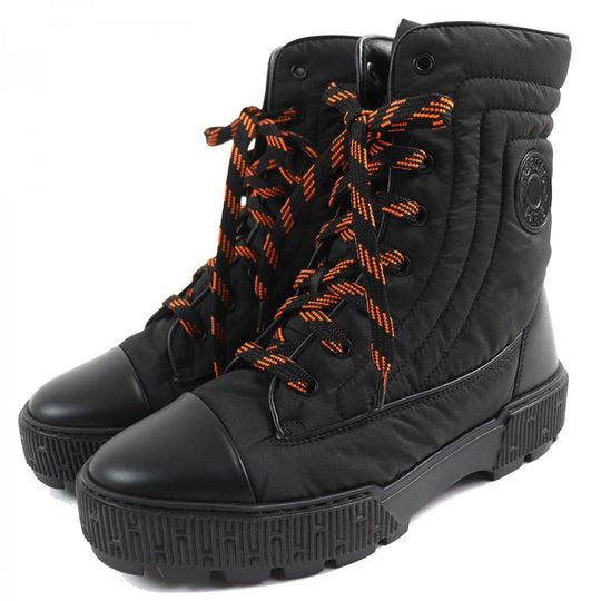 HERMES Ankle boots 232064Z Part: Leather Black orange fresh Women 38.5 Used Authentic