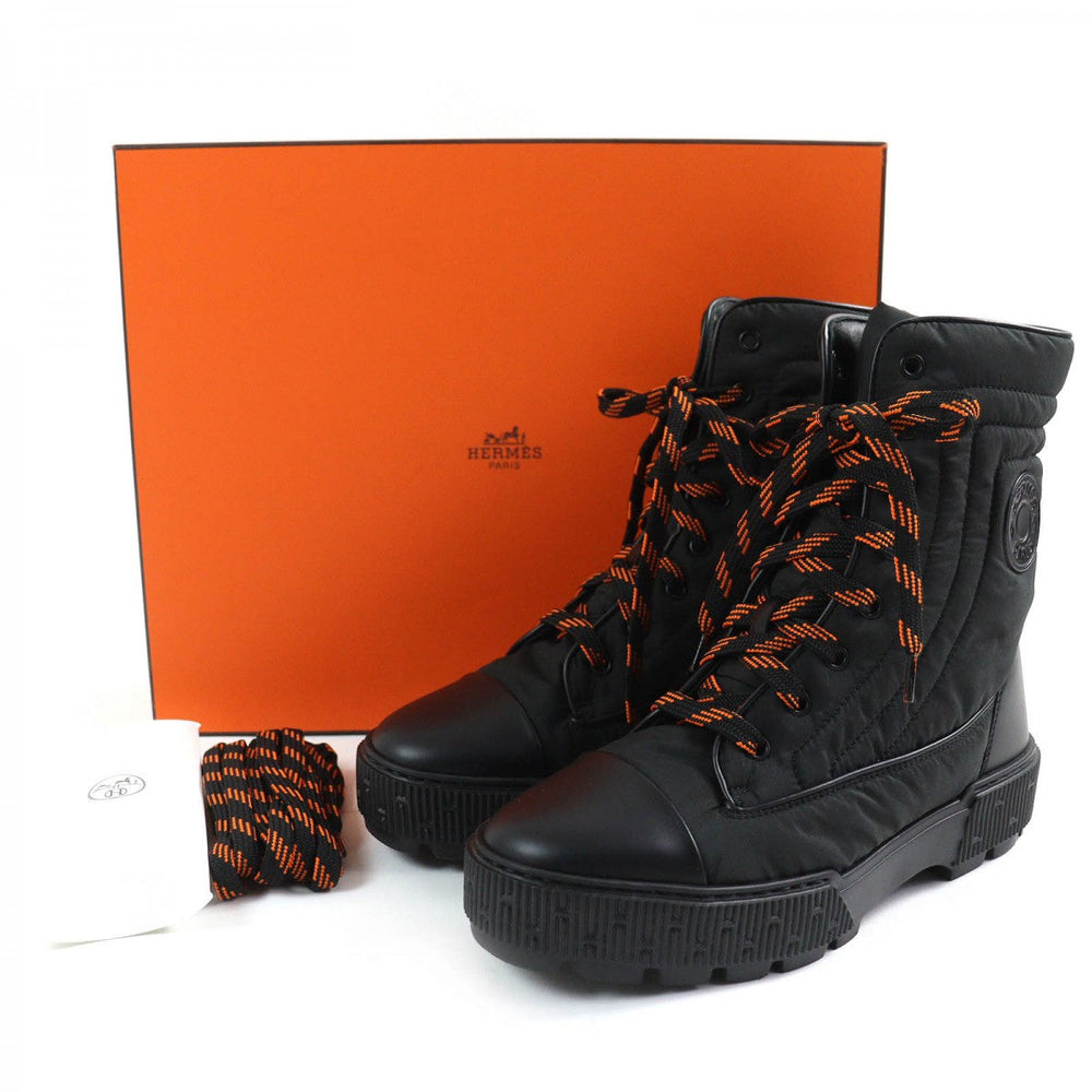 HERMES Ankle boots 232064Z Part: Leather Black orange fresh Women 38.5 Used Authentic