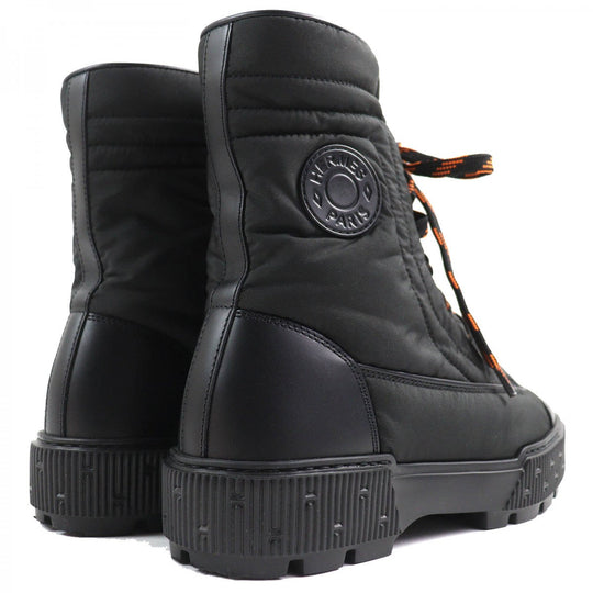 HERMES Ankle boots 232064Z Part: Leather Black orange fresh Women 38.5 Used Authentic