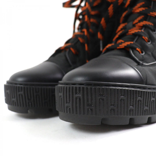 HERMES Ankle boots 232064Z Part: Leather Black orange fresh Women 38.5 Used Authentic