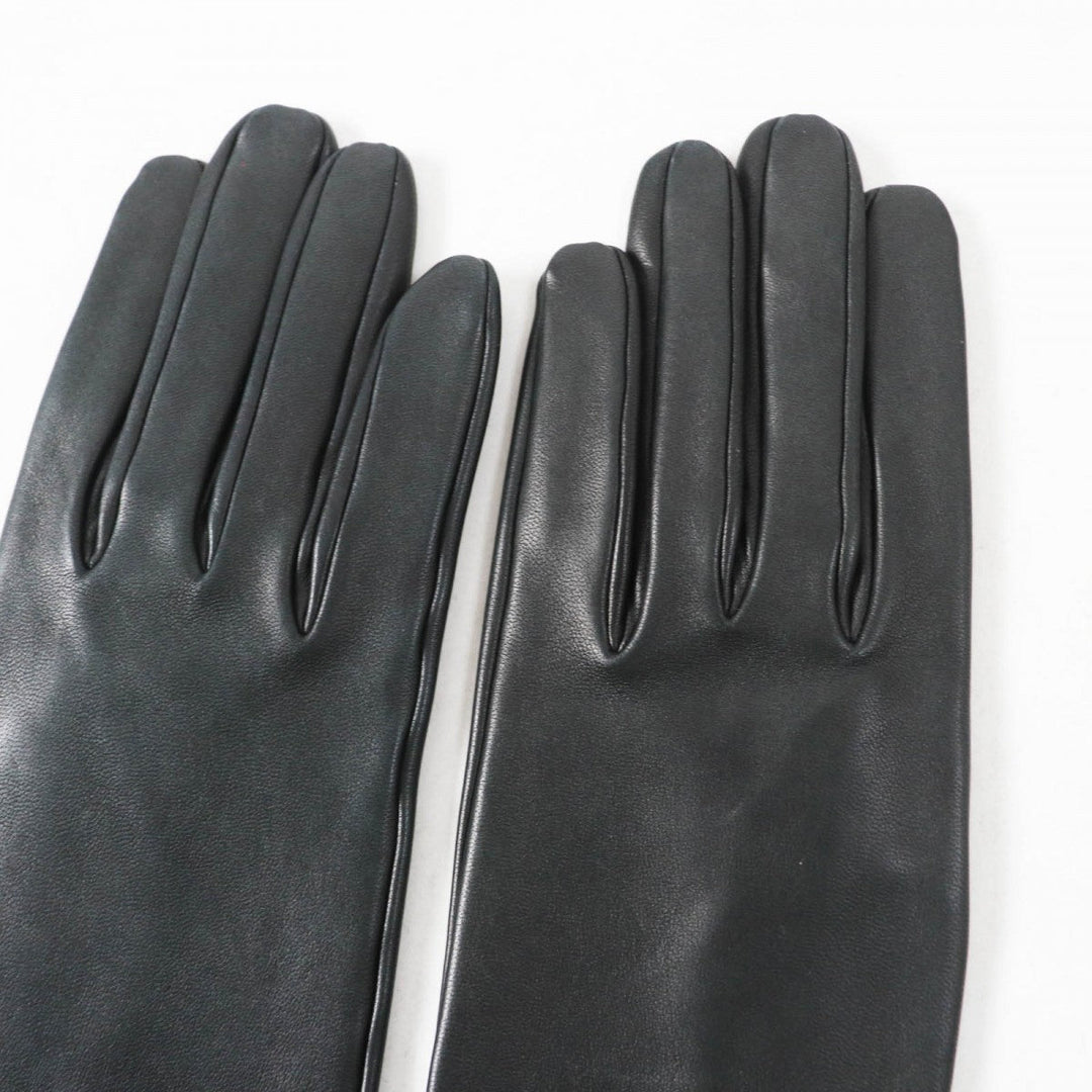 HERMES gloves Main: Lamb leather, Lining: 100% silk Black Bordeaux Women 7 Used Authentic