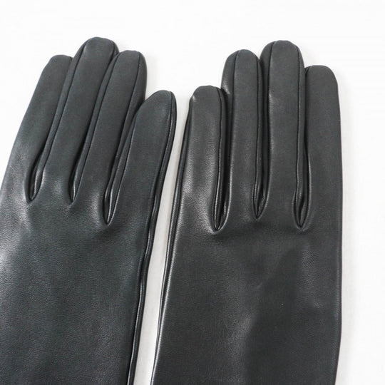 HERMES gloves Main: Lamb leather, Lining: 100% silk Black Bordeaux Women 7 Used Authentic