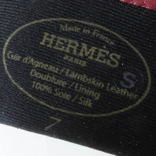 HERMES gloves Main: Lamb leather, Lining: 100% silk Black Bordeaux Women 7 Used Authentic