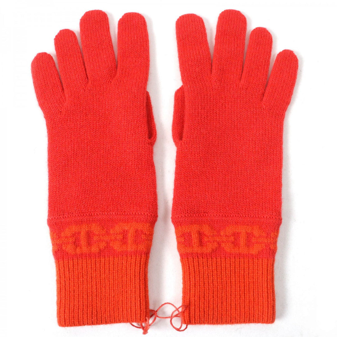 HERMES gloves H232006G Main: 99% cashmere, Main: 1% elastane Orange HEAVEN Women S Used Authentic