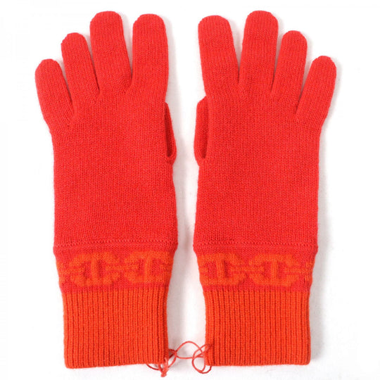 HERMES gloves H232006G Main: 99% cashmere, Main: 1% elastane Orange HEAVEN Women S Used Authentic