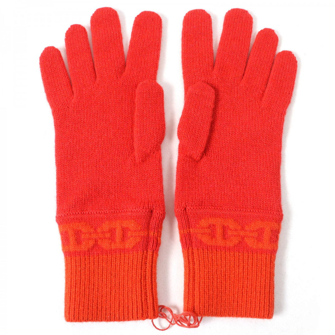 HERMES gloves H232006G Main: 99% cashmere, Main: 1% elastane Orange HEAVEN Women S Used Authentic