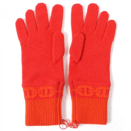 HERMES gloves H232006G Main: 99% cashmere, Main: 1% elastane Orange HEAVEN Women S Used Authentic