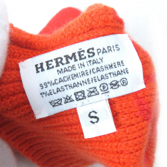 HERMES gloves H232006G Main: 99% cashmere, Main: 1% elastane Orange HEAVEN Women S Used Authentic