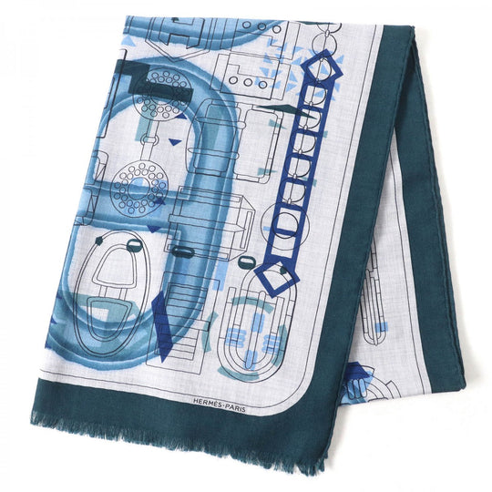 HERMES Stall H693245T Main: 70% cashmere, Main: 30% silk multicolor Rectangle Imprimeur Flou mens Used Authentic