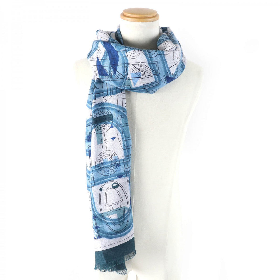HERMES Stall H693245T Main: 70% cashmere, Main: 30% silk multicolor Rectangle Imprimeur Flou mens Used Authentic