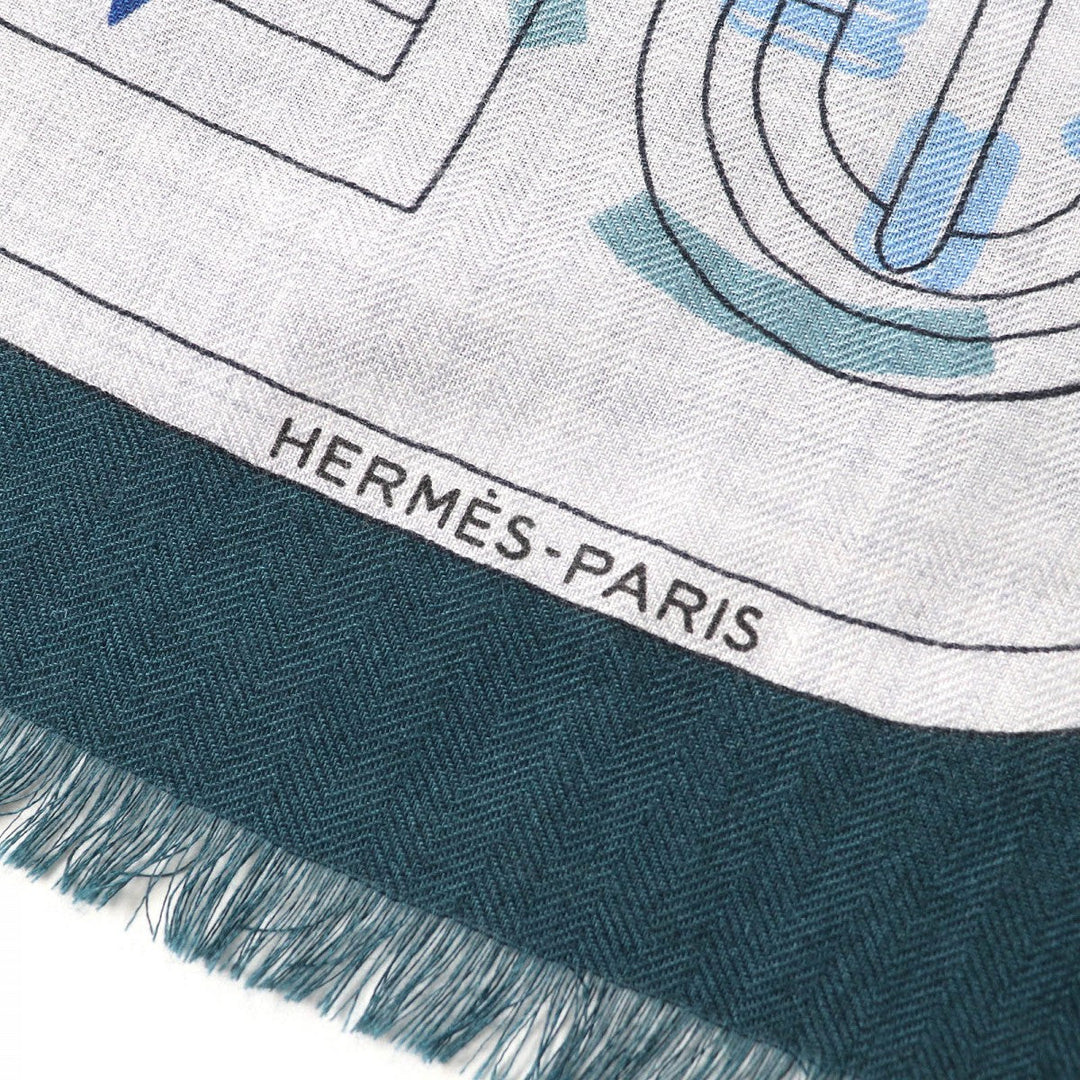HERMES Stall H693245T Main: 70% cashmere, Main: 30% silk multicolor Rectangle Imprimeur Flou mens Used Authentic