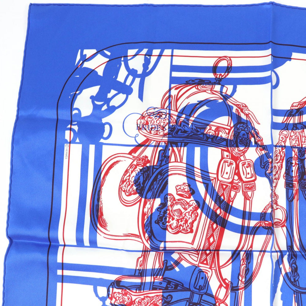 HERMES scarf Main: 100% silk Blue type Carre70 Caregean BRIDES de GALA Ceremony Bridle Women Used Authentic