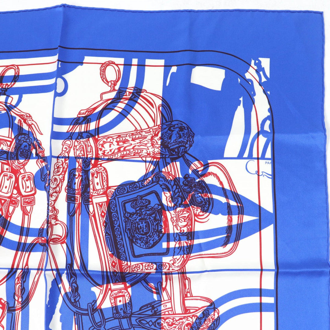 HERMES scarf Main: 100% silk Blue type Carre70 Caregean BRIDES de GALA Ceremony Bridle Women Used Authentic