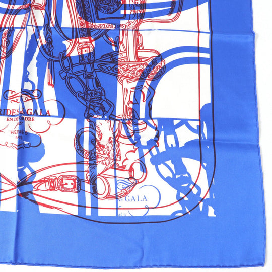 HERMES scarf Main: 100% silk Blue type Carre70 Caregean BRIDES de GALA Ceremony Bridle Women Used Authentic