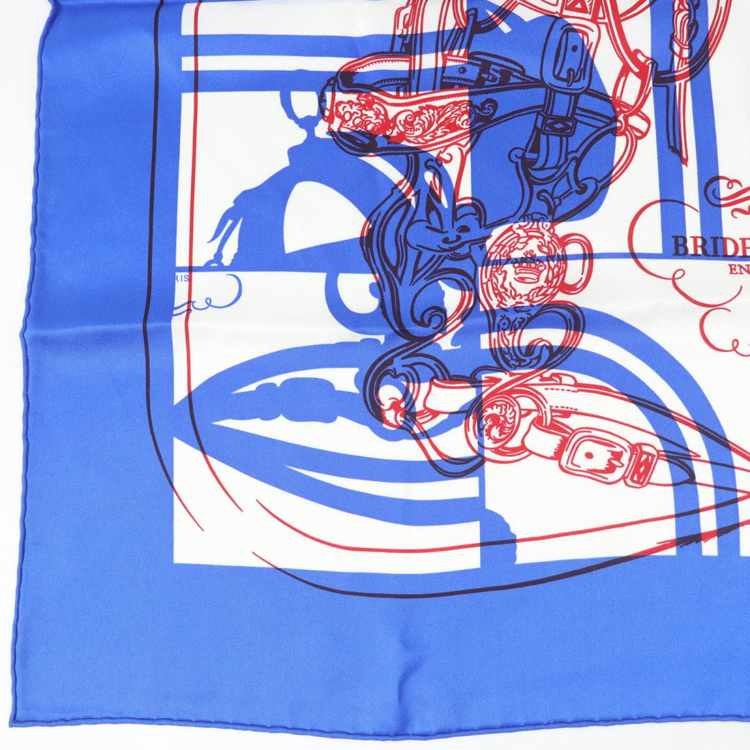 HERMES scarf Main: 100% silk Blue type Carre70 Caregean BRIDES de GALA Ceremony Bridle Women Used Authentic
