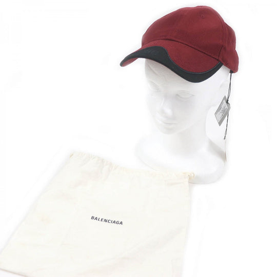 BALENCIAGA cap 531585 cotton Bordeaux mens Used Authentic