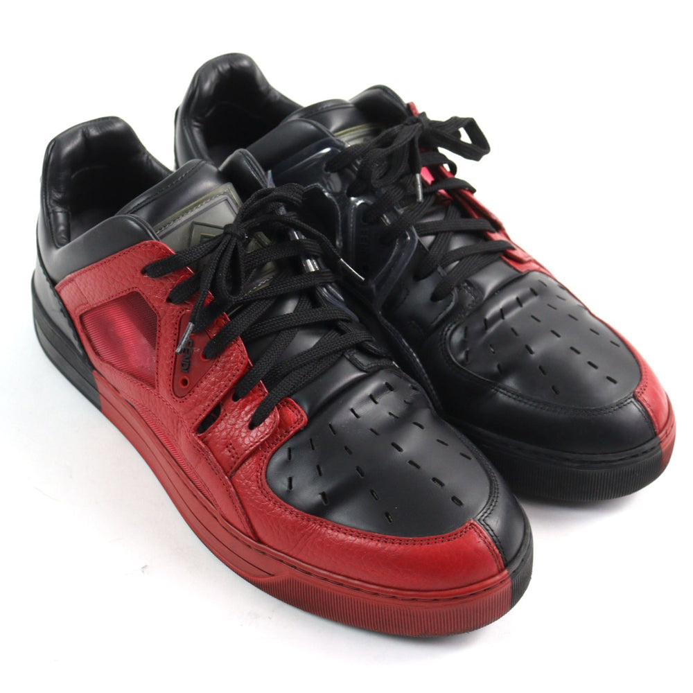 FENDI sneakers Main: Leather Black red mens 7 Used Authentic