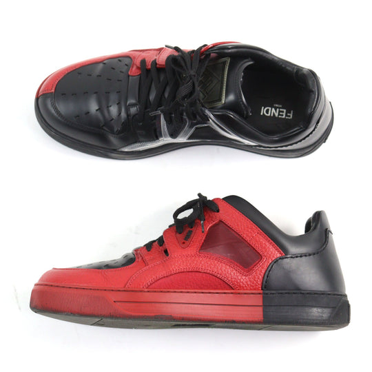 FENDI sneakers Main: Leather Black red mens 7 Used Authentic