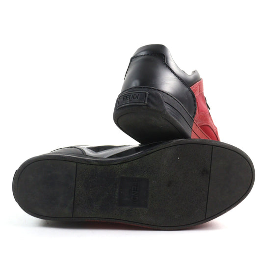 FENDI sneakers Main: Leather Black red mens 7 Used Authentic
