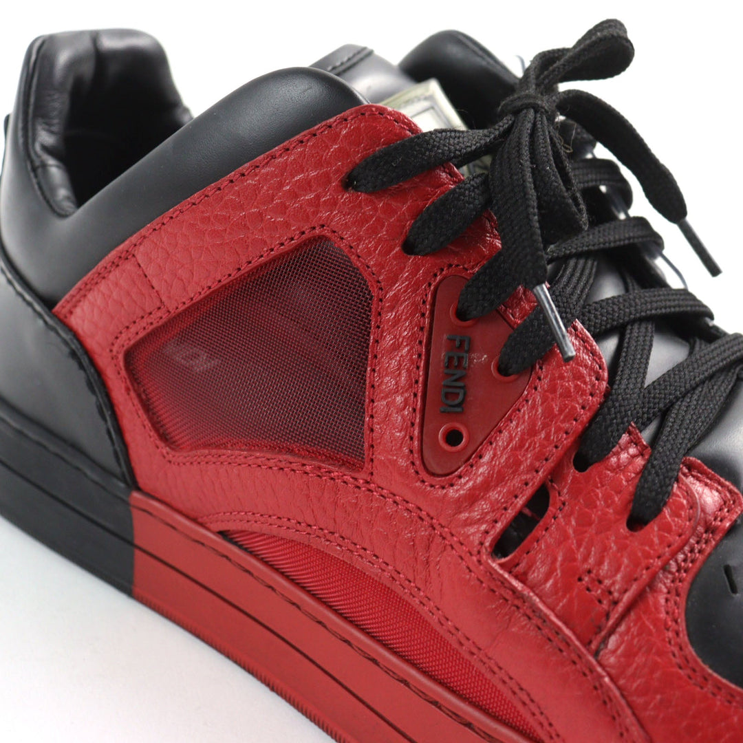 FENDI sneakers Main: Leather Black red mens 7 Used Authentic