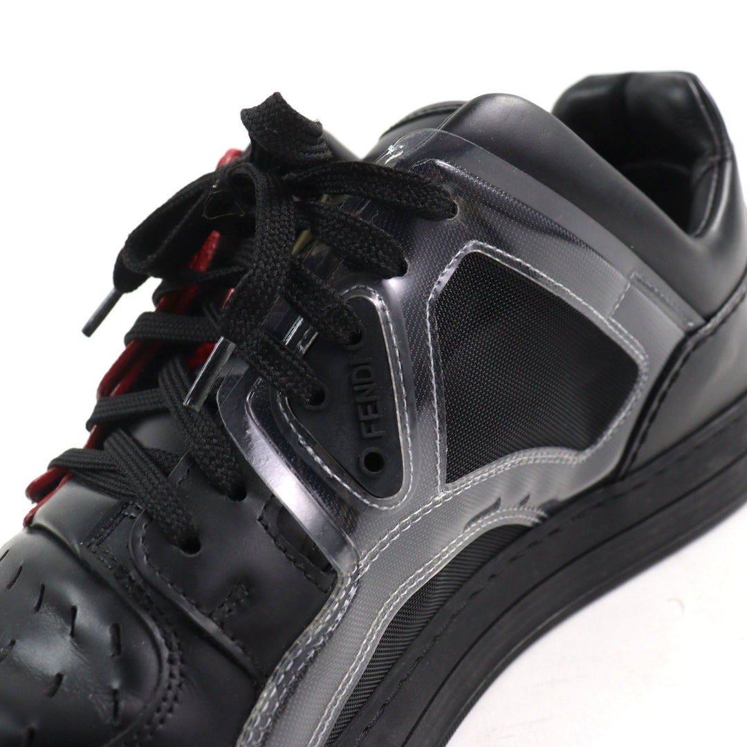 FENDI sneakers Main: Leather Black red mens 7 Used Authentic