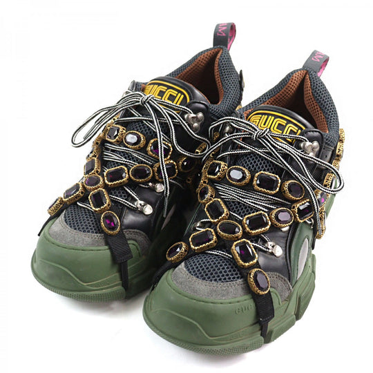 GUCCI sneakers 537355 leather multicolor Flashtrek SEGA Green Removable Crystal Flashtrek 8