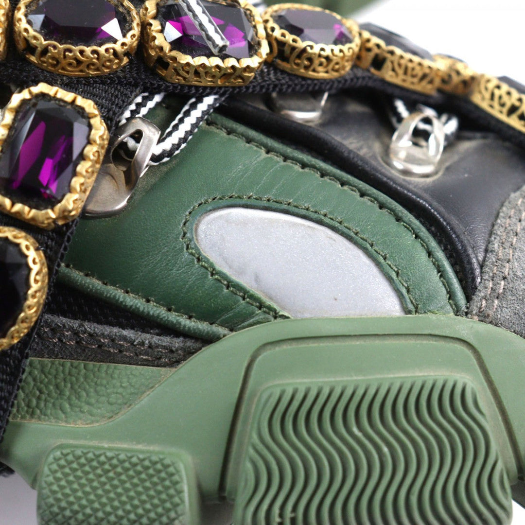 GUCCI sneakers 537355 leather multicolor Flashtrek SEGA Green Removable Crystal Flashtrek 8