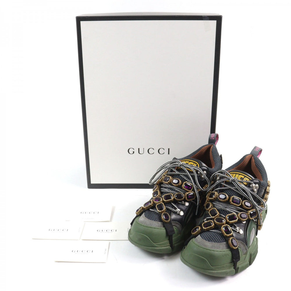 GUCCI sneakers 537355 leather multicolor Flashtrek SEGA Green Removable Crystal Flashtrek 8