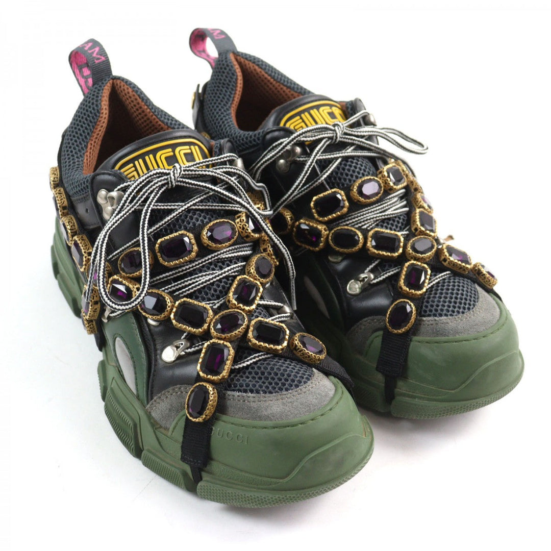 GUCCI sneakers 537355 leather multicolor Flashtrek SEGA Green Removable Crystal Flashtrek 8