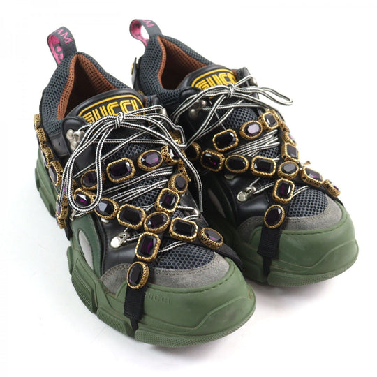 GUCCI sneakers 537355 leather multicolor Flashtrek SEGA Green Removable Crystal Flashtrek 8