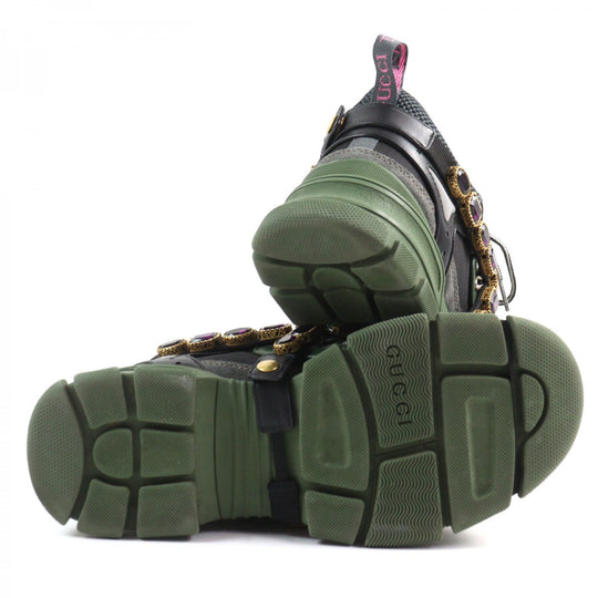 GUCCI sneakers 537355 leather multicolor Flashtrek SEGA Green Removable Crystal Flashtrek 8