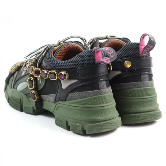 GUCCI sneakers 537355 leather multicolor Flashtrek SEGA Green Removable Crystal Flashtrek 8