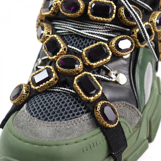 GUCCI sneakers 537355 leather multicolor Flashtrek SEGA Green Removable Crystal Flashtrek 8