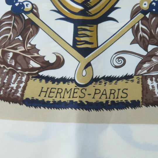 HERMES Stall Main: 100% silk blue Rectangle Aloha Women Used Authentic