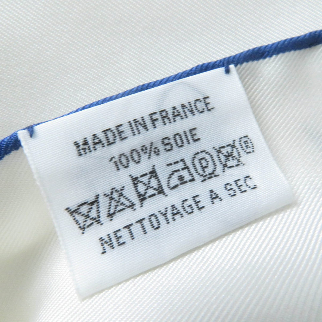 HERMES Stall Main: 100% silk blue Rectangle Aloha Women Used Authentic