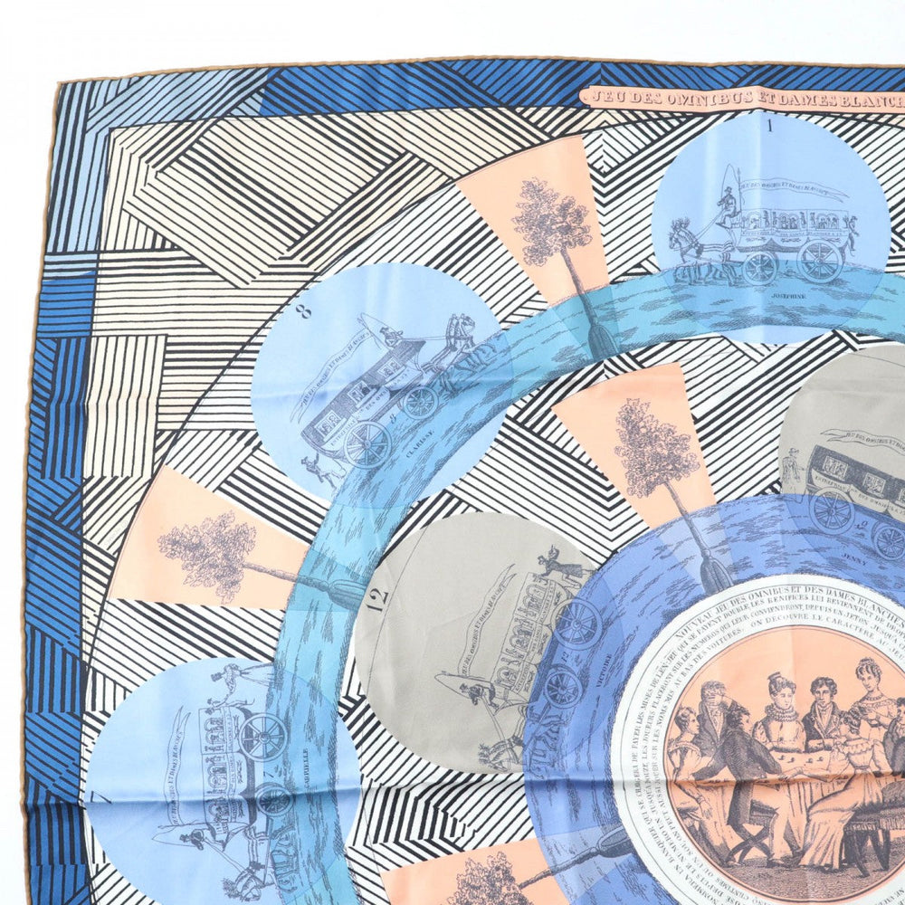 HERMES scarf Main: 100% silk multicolor Carre90 JEU DES OMNIBUS ET DAMES Women Used Authentic