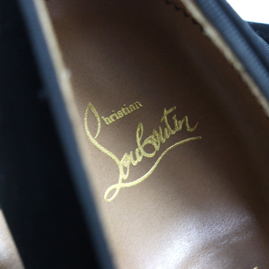 Christian Louboutin Leather shoes Suede, Patent Leather black spike slip-ons Dynodent Flat Suede mens 43 Used Authentic