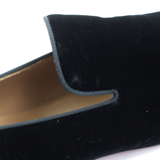 Christian Louboutin Leather shoes Suede, Patent Leather black spike slip-ons Dynodent Flat Suede mens 43 Used Authentic