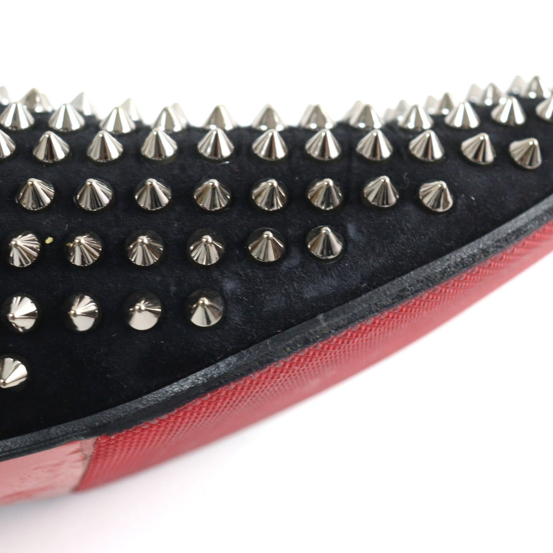 Christian Louboutin Leather shoes Velor Black Silver Slip-ons, Flat shoes Spike studs ROLLERBOY SPIKES mens 40 Used Authentic