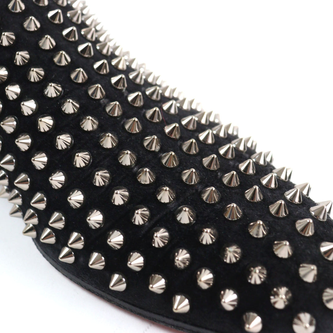 Christian Louboutin Leather shoes Velor Black Silver Slip-ons, Flat shoes Spike studs ROLLERBOY SPIKES mens 40 Used Authentic